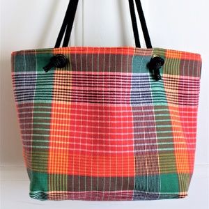 Bright Plaid Woven Handmade Bag